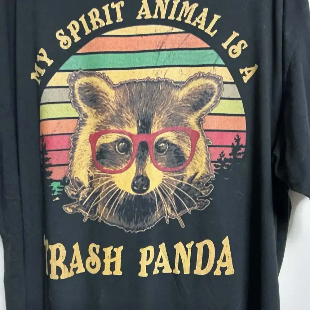 Port & Company Trash Panda Raccoon Graphic Tee Size 5XL Black